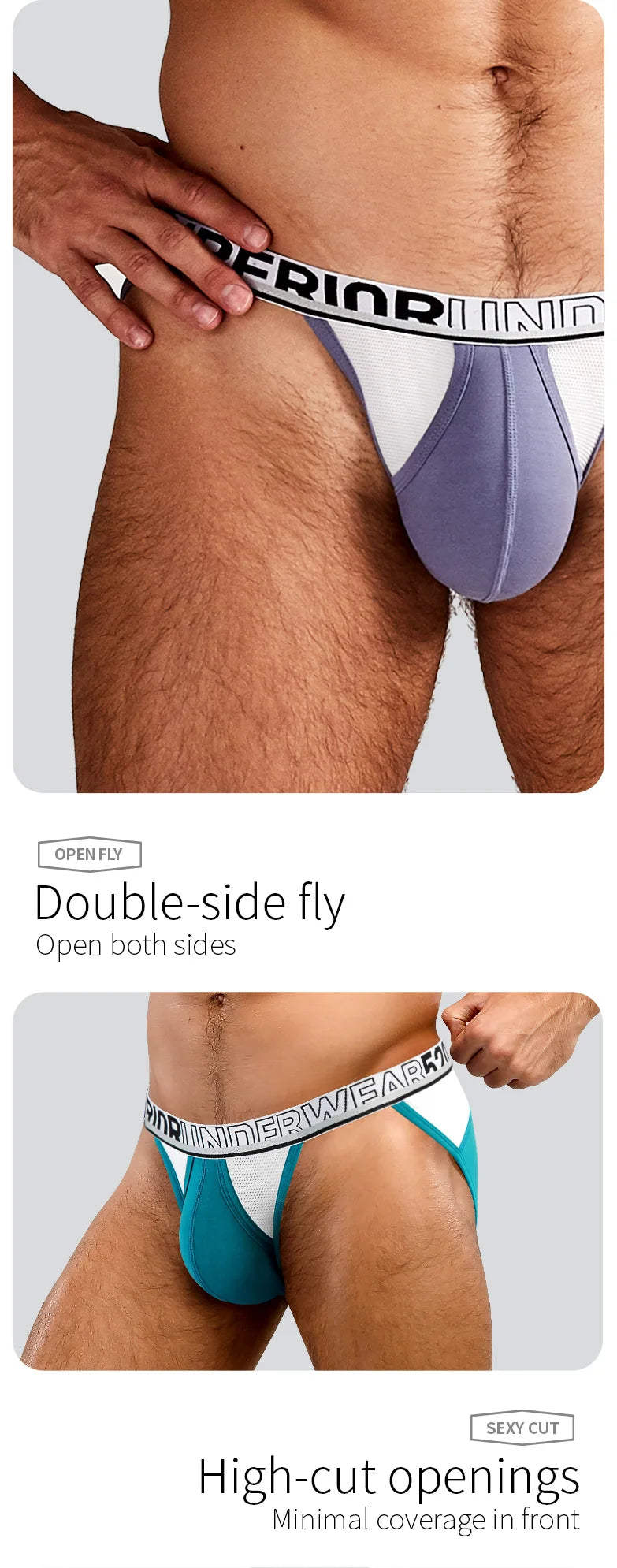 52025 Men's High-Cut Briefs – Quick-Drying, Breathable Silk Mesh Poucht. Sporty, Lightweight, and Sexy Men's Underwear