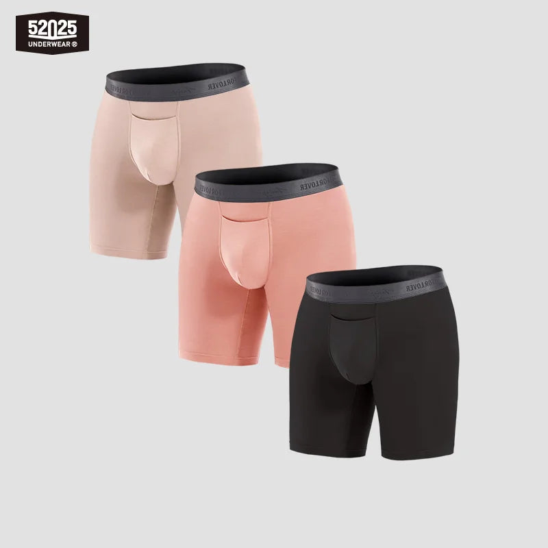 52025 Men's Boxer Briefs 8" Inseam – Ultra-Soft, Seamless, and Breathable. Premium Long Boxers for All-Day Comfort. Multipack