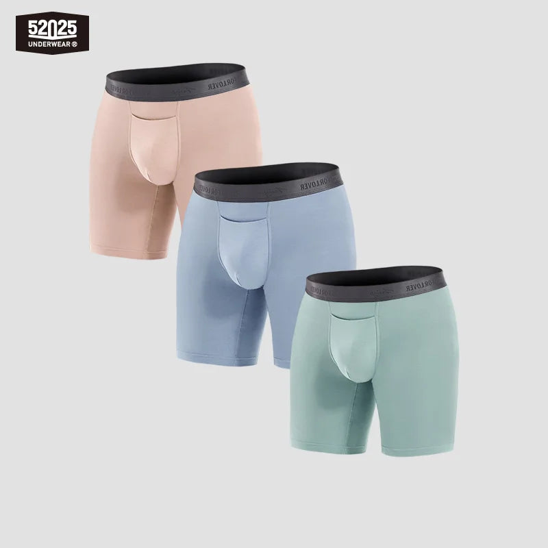 52025 Men's Boxer Briefs 8" Inseam – Ultra-Soft, Seamless, and Breathable. Premium Long Boxers for All-Day Comfort. Multipack