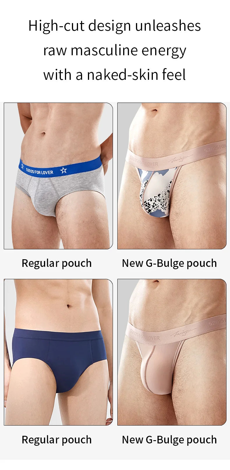 52025 Men's Big Pouch Thongs – Ultra-Soft, Cooling, and Supportive. Silky-Smooth with Enhanced Lift for Comfort and Sexy Look