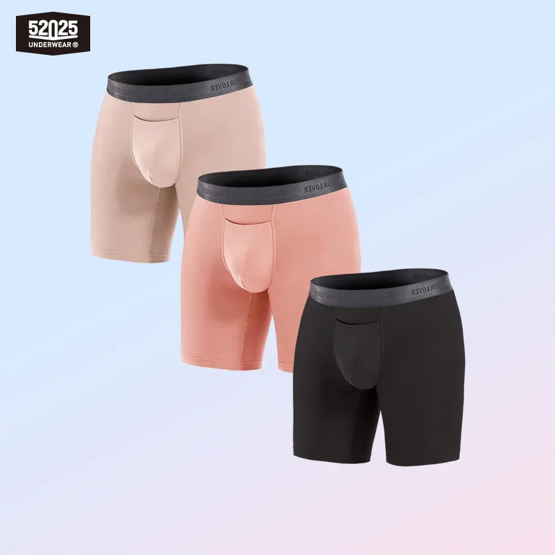52025 Men's Boxer Briefs 8" Inseam – Ultra-Soft, Seamless, and Breathable. Premium Long Boxers for All-Day Comfort. Multipack