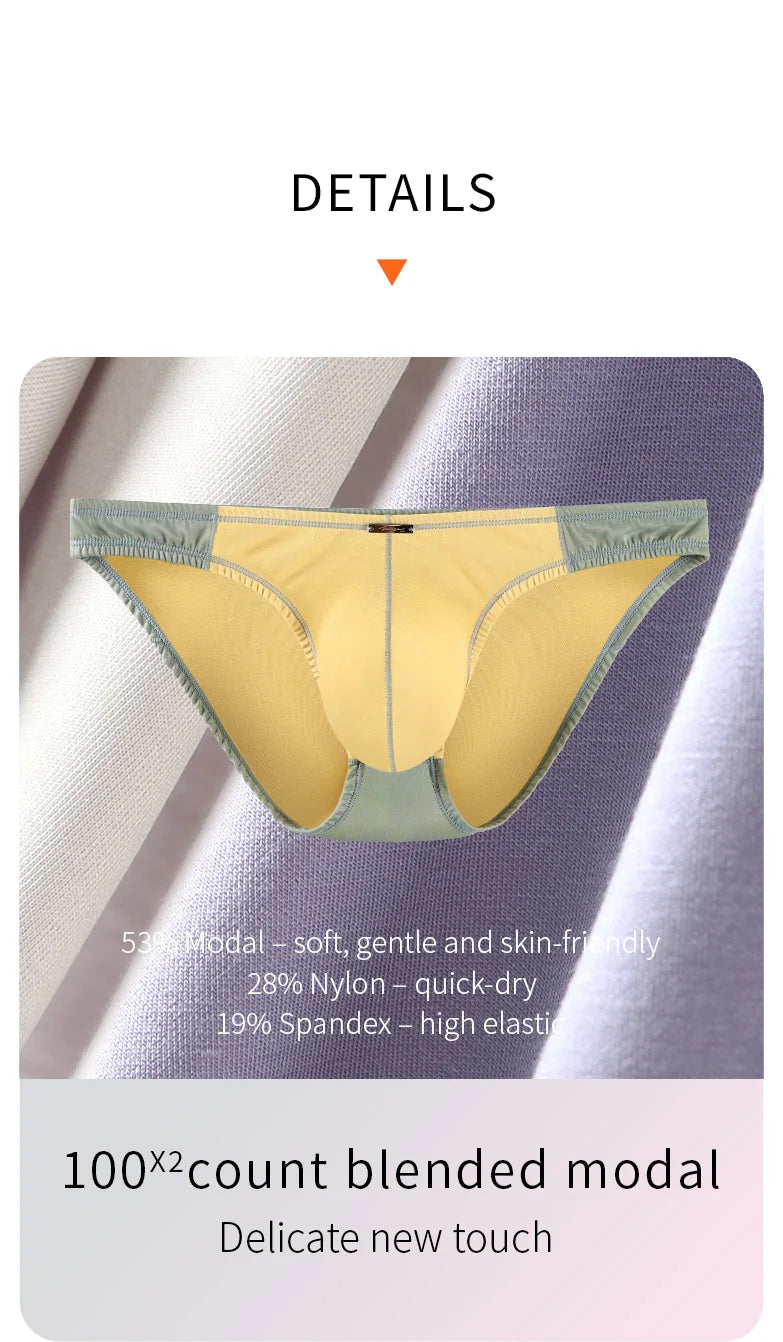 52025 Men's Contrast Color High-Cut Briefs – Soft, Delicate, and Stylish. Original Design, Sexy & Comfortable Premium Men Slips