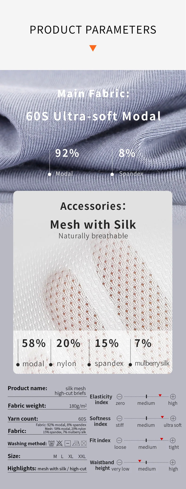 52025 Men's High-Cut Briefs – Quick-Drying, Breathable Silk Mesh Poucht. Sporty, Lightweight, and Sexy Men's Underwear