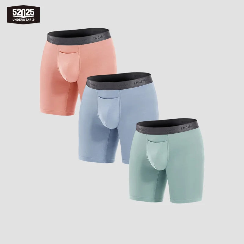 52025 Men's Boxer Briefs 8" Inseam – Ultra-Soft, Seamless, and Breathable. Premium Long Boxers for All-Day Comfort. Multipack