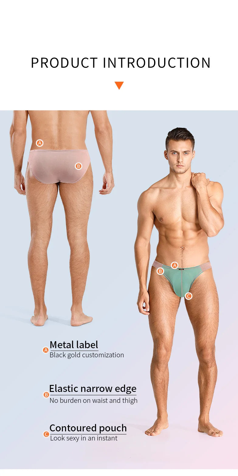 52025 Men's Contrast Color High-Cut Briefs – Soft, Delicate, and Stylish. Original Design, Sexy & Comfortable Premium Men Slips