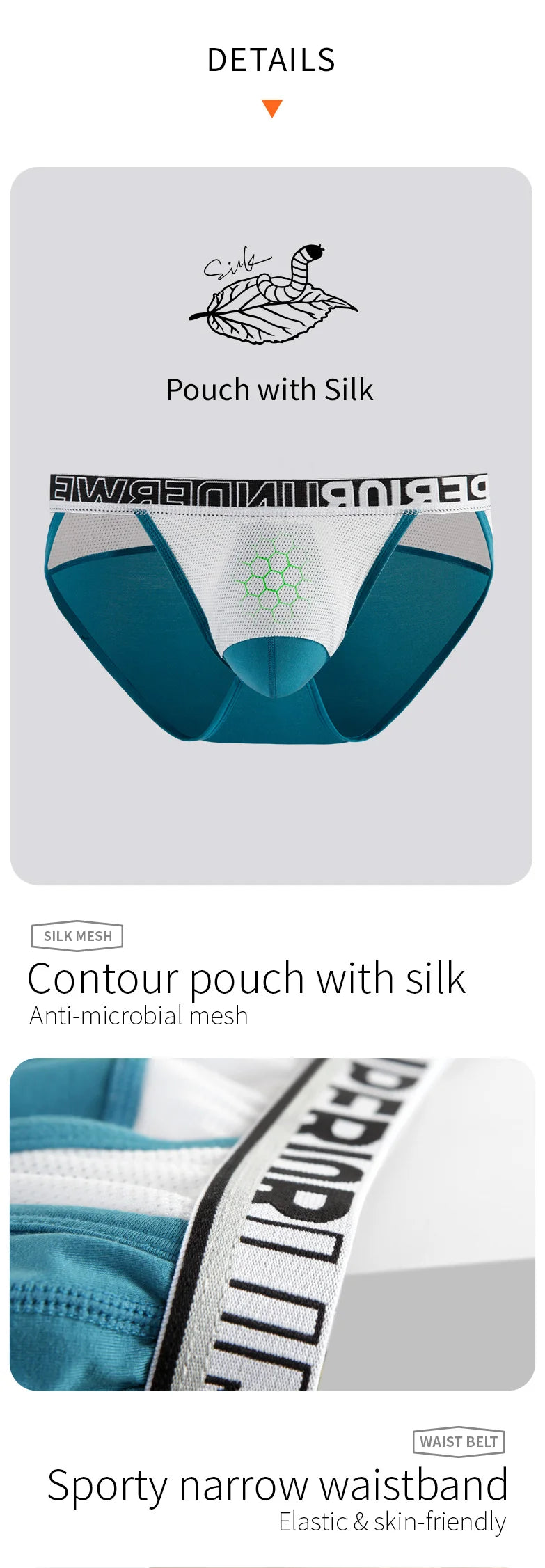52025 Men's High-Cut Briefs – Quick-Drying, Breathable Silk Mesh Poucht. Sporty, Lightweight, and Sexy Men's Underwear