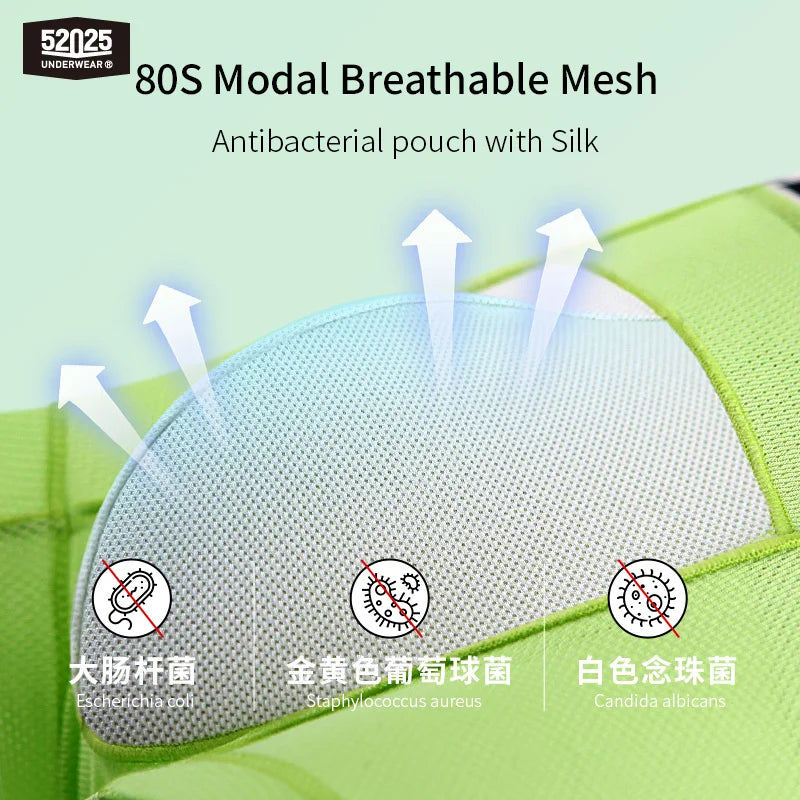 52025 Men's Breathable Boxers – Quick-Drying, High-Count Modal with Silk Touch. Seamless Design for Ultimate Comfort & Style