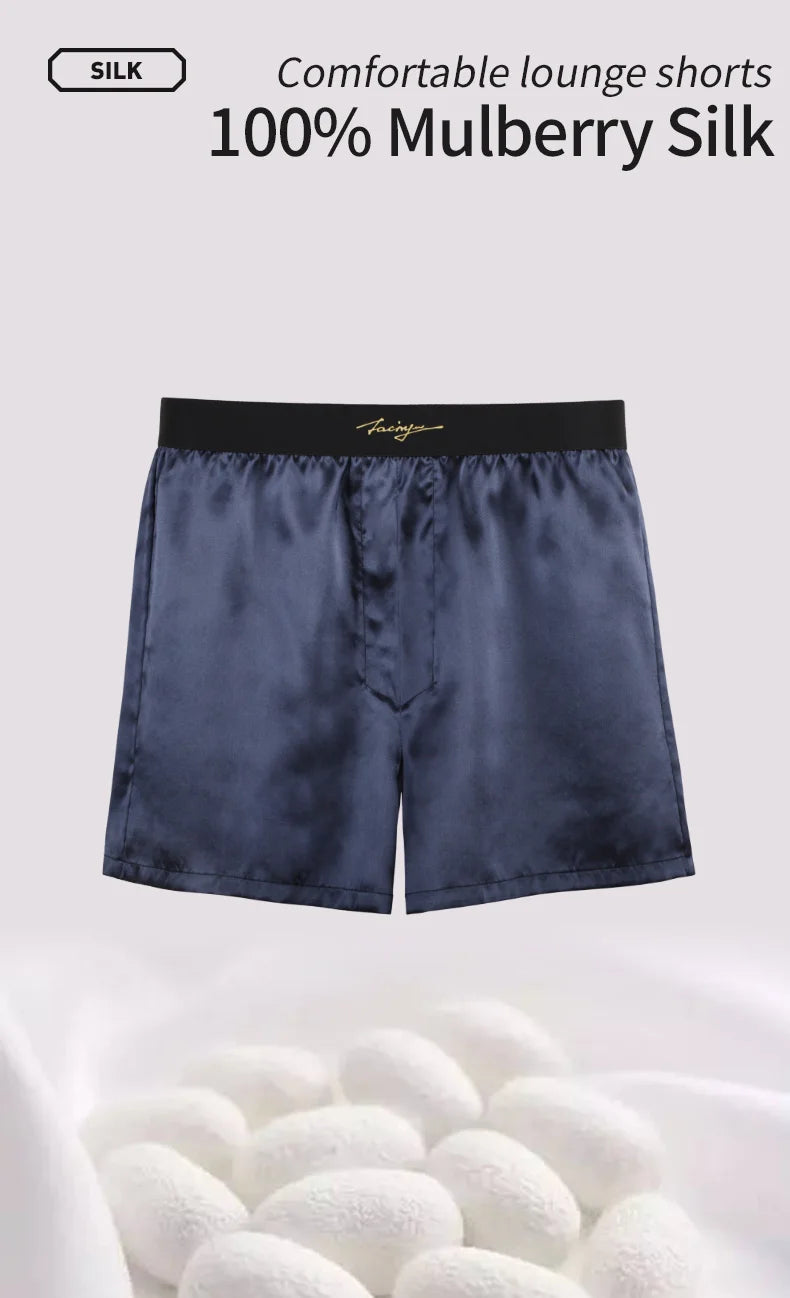 52025 Luxury Silk Men's Shorts Pure Mulberry Silk Lounge Shorts for Men Natural Silk Pajama Luxurious Feel Everyday Comfort