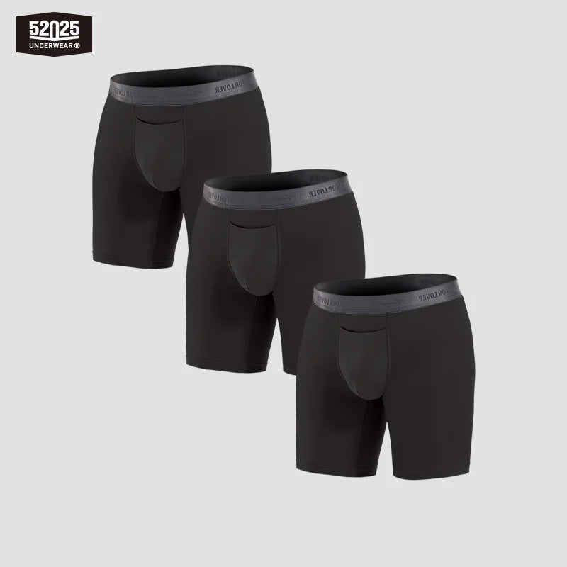 52025 Men's Boxer Briefs 8" Inseam – Ultra-Soft, Seamless, and Breathable. Premium Long Boxers for All-Day Comfort. Multipack