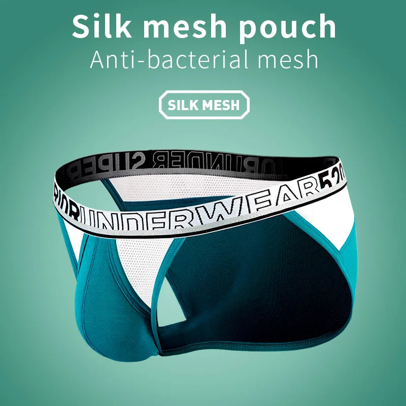 52025 Men's High-Cut Briefs – Quick-Drying, Breathable Silk Mesh Poucht. Sporty, Lightweight, and Sexy Men's Underwear