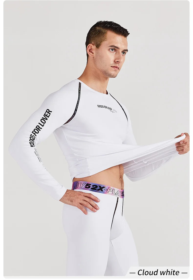 52025 Men Thickened Fleece-lined Thermal Underwear Cotton Viscose Base Layer Soft Warm Comfortable Long Johns Colorful Waistband