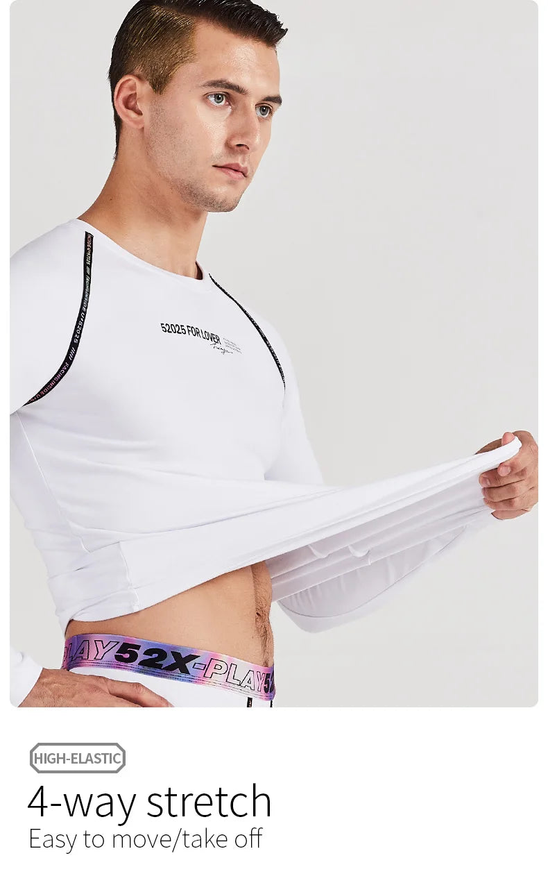 52025 Men Thickened Fleece-lined Thermal Underwear Cotton Viscose Base Layer Soft Warm Comfortable Long Johns Colorful Waistband