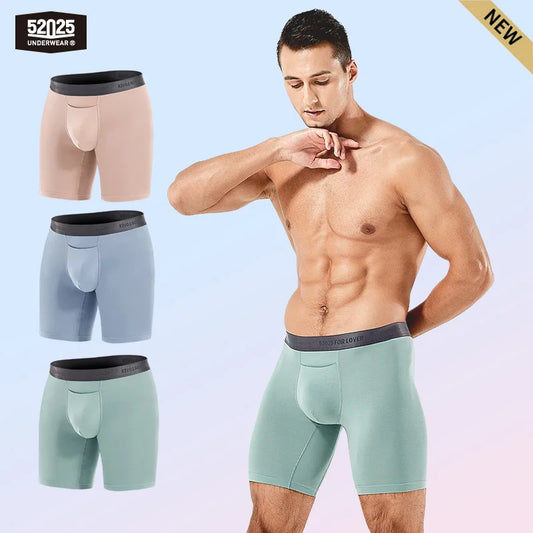 52025 Men's Boxer Briefs 8" Inseam – Ultra-Soft, Seamless, and Breathable. Premium Long Boxers for All-Day Comfort. Multipack