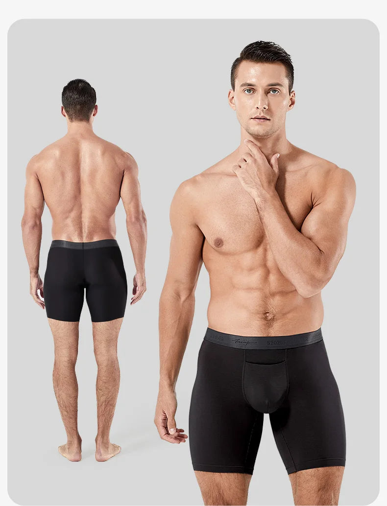 52025 Luxury Modal Boxer Briefs – 8" Inseam, Ultra-Soft & Seamless. Breathable, Long Men's Boxers for Comfort & Sexy Style