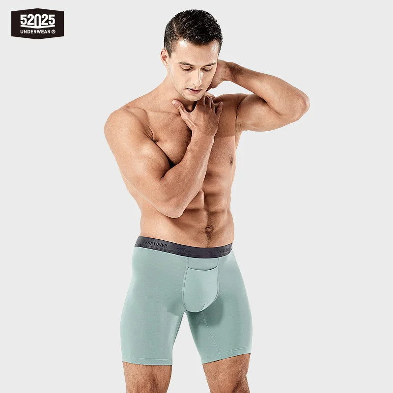 52025 Luxury Modal Boxer Briefs – 8" Inseam, Ultra-Soft & Seamless. Breathable, Long Men's Boxers for Comfort & Sexy Style