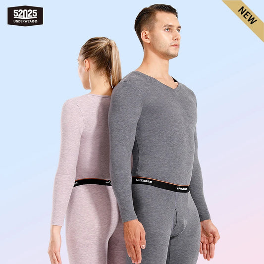 52025 Men Thermal Underwear Women Thermal Underwear Warm Fleece-lined Double-faced Two-color Base Layer Comfortable Long Johns