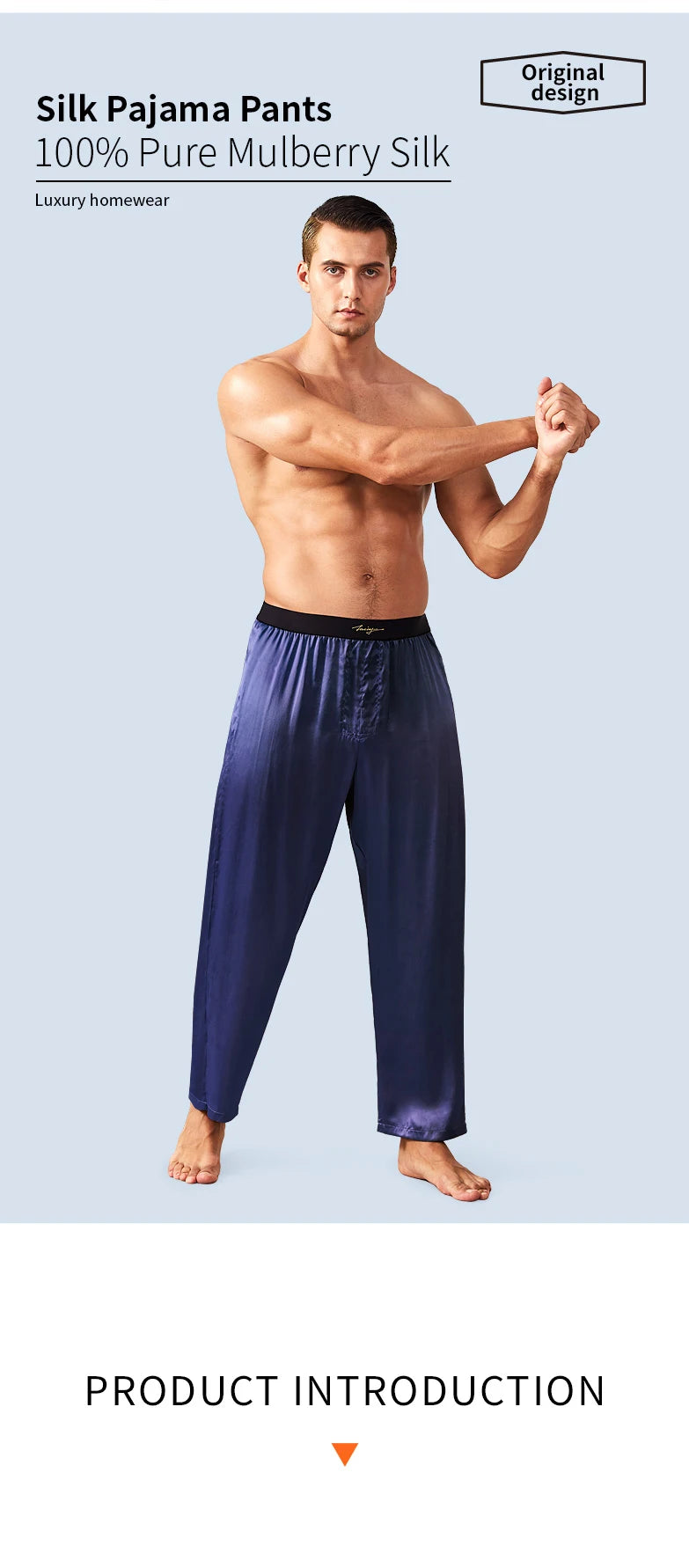 52025 Luxury Men’s Silk Pants – Premium 100% Mulberry Silk Lounge and Pajama Sleepwear Trousers, Luxurious Comfort and Style