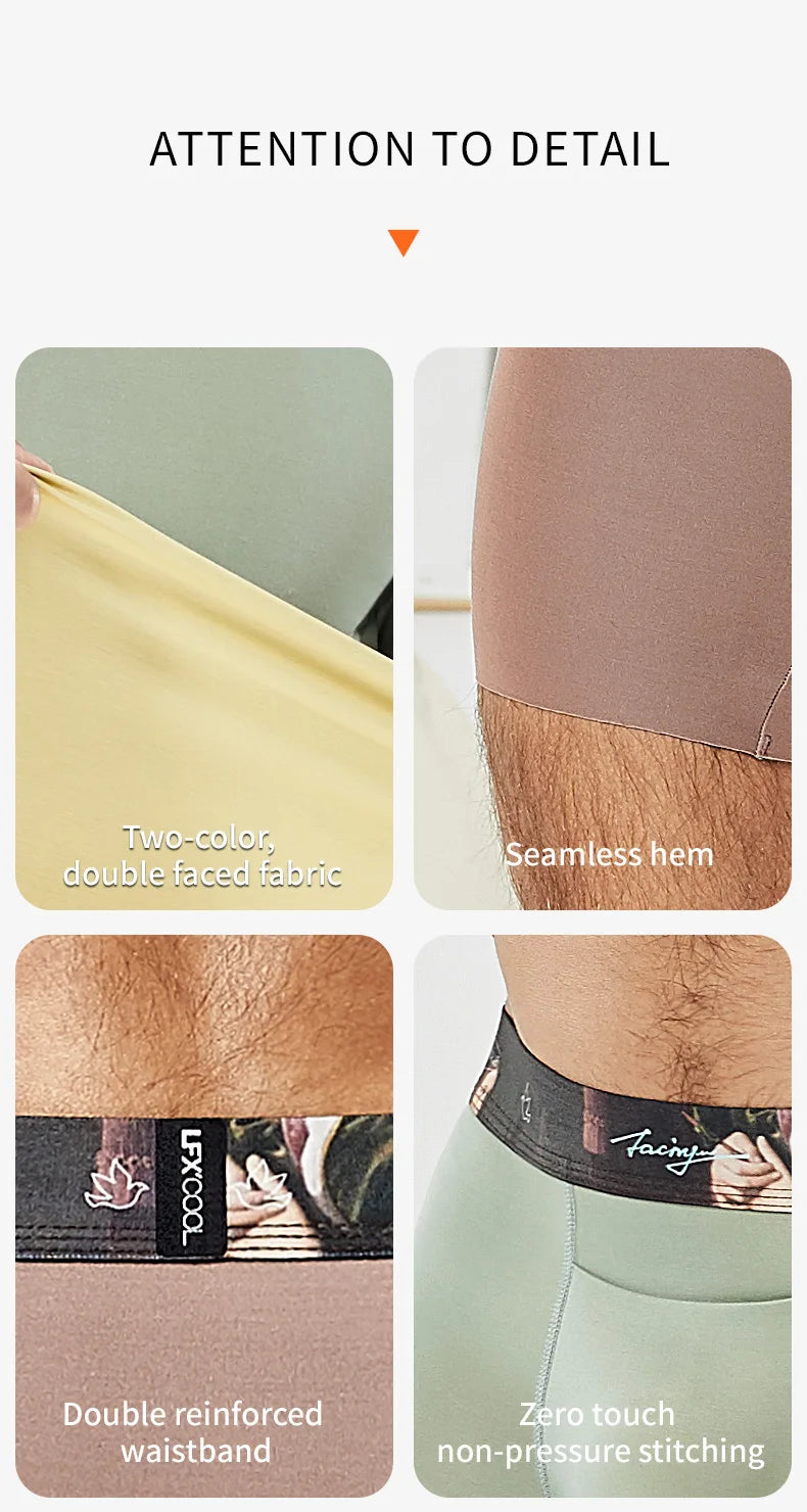 52025 Luxury Ultra-Soft Two-Color Boxer Briefs – 8" Inseam, Breathable Modal, Premium Comfort Long All-Day Wear Boxer Briefs