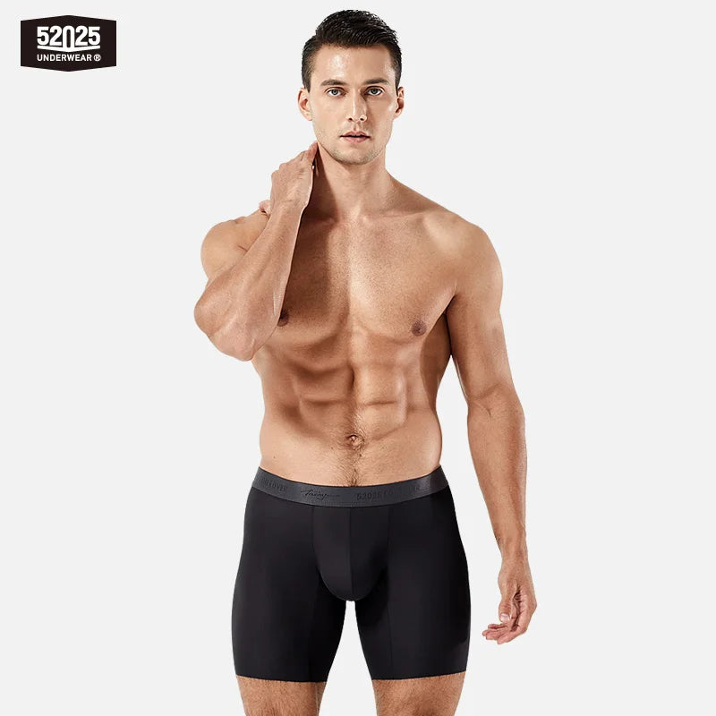 52025 Luxury Modal Boxer Briefs – 8" Inseam, Ultra-Soft & Seamless. Breathable, Long Men's Boxers for Comfort & Sexy Style