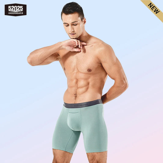 52025 Luxury Modal Boxer Briefs – 8" Inseam, Ultra-Soft & Seamless. Breathable, Long Men's Boxers for Comfort & Sexy Style