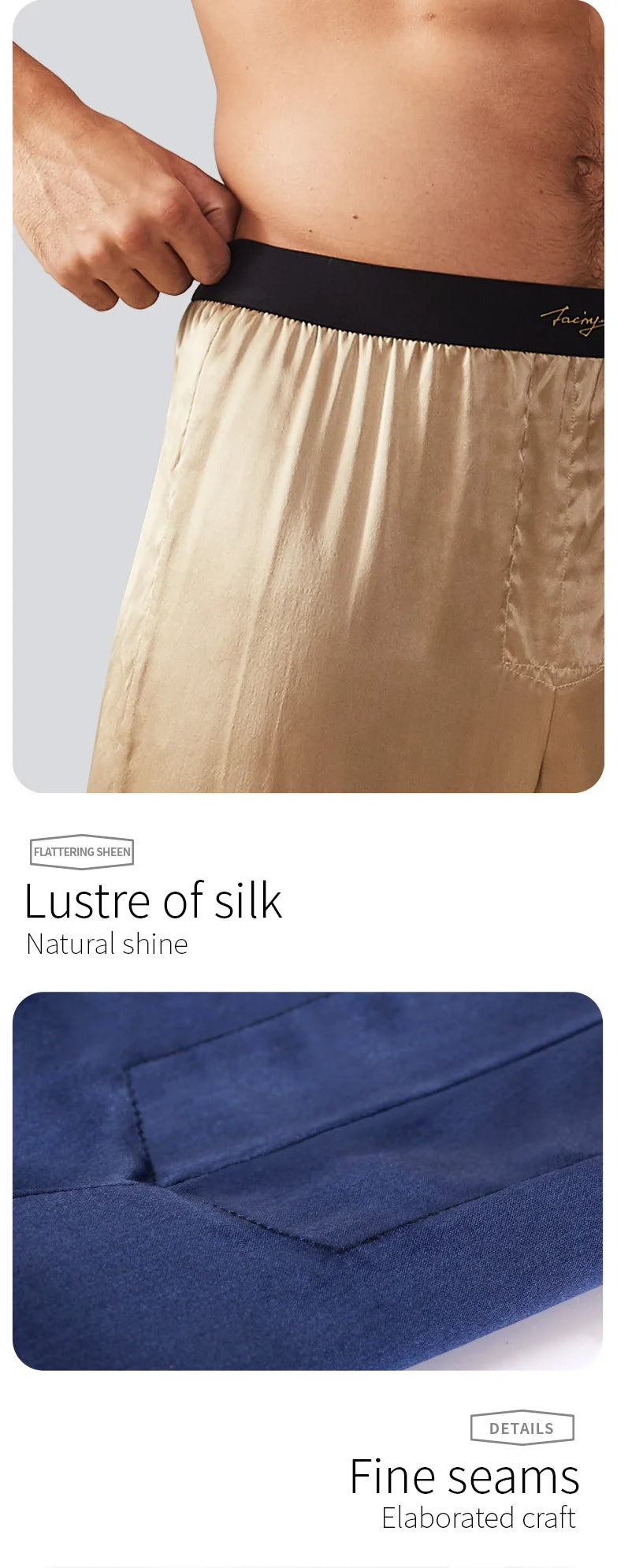 52025 Luxury Men’s Silk Pants – Premium 100% Mulberry Silk Lounge and Pajama Sleepwear Trousers, Luxurious Comfort and Style