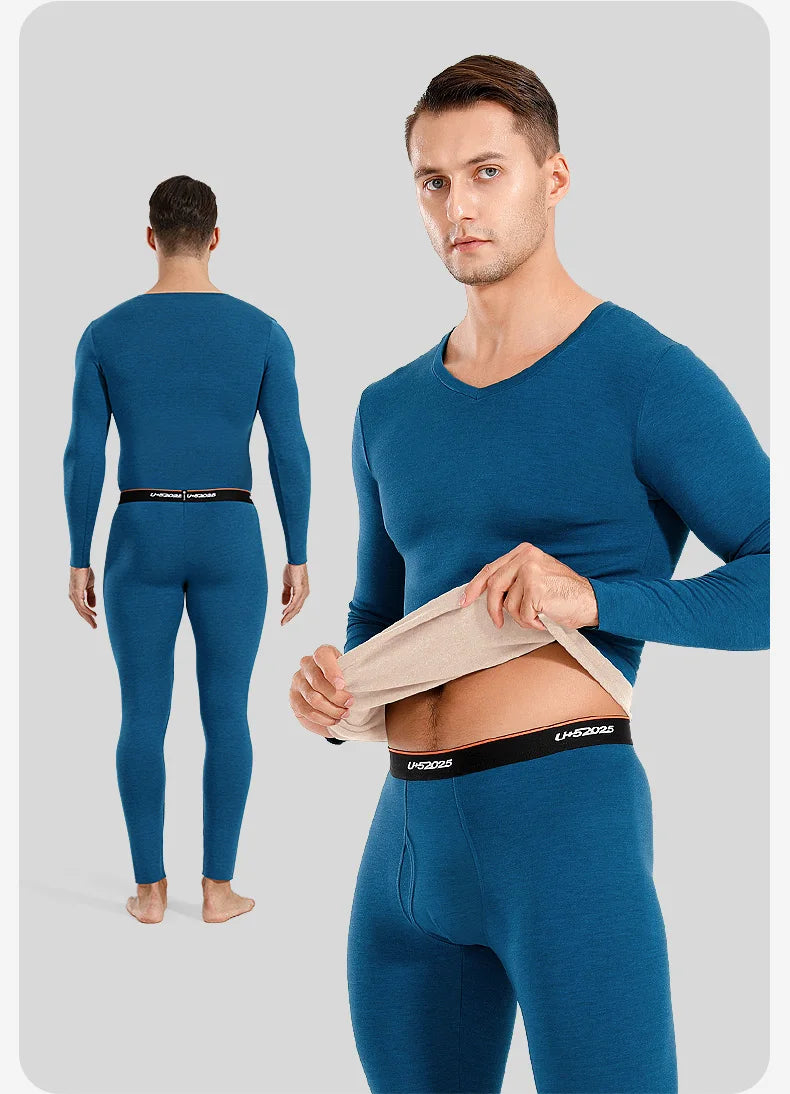 52025 Men Thermal Underwear Women Thermal Underwear Warm Fleece-lined Double-faced Two-color Base Layer Comfortable Long Johns
