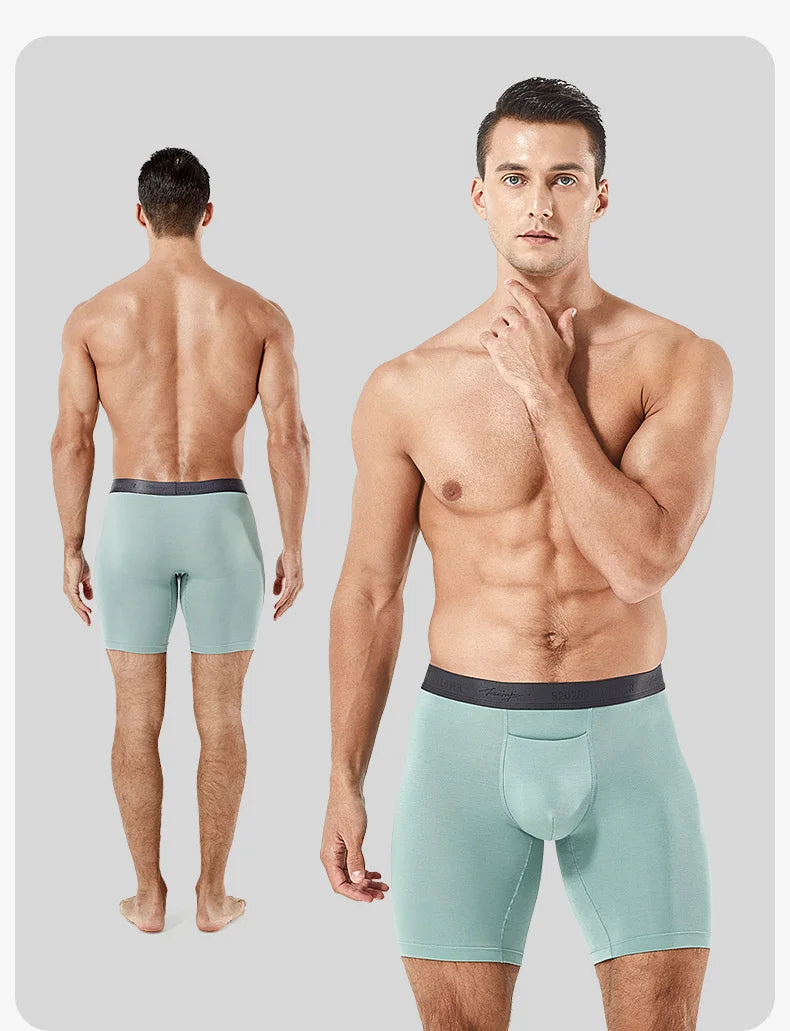 52025 Luxury Modal Boxer Briefs – 8" Inseam, Ultra-Soft & Seamless. Breathable, Long Men's Boxers for Comfort & Sexy Style