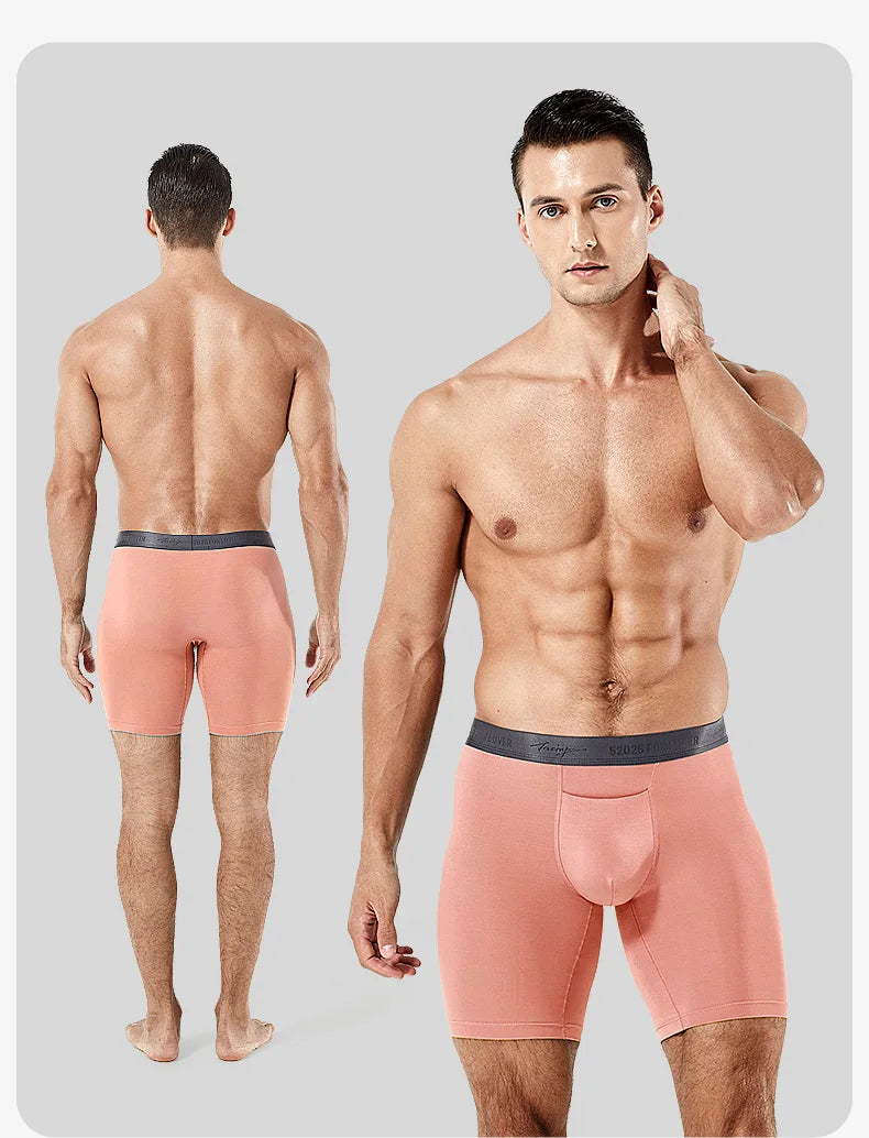52025 Luxury Modal Boxer Briefs – 8" Inseam, Ultra-Soft & Seamless. Breathable, Long Men's Boxers for Comfort & Sexy Style