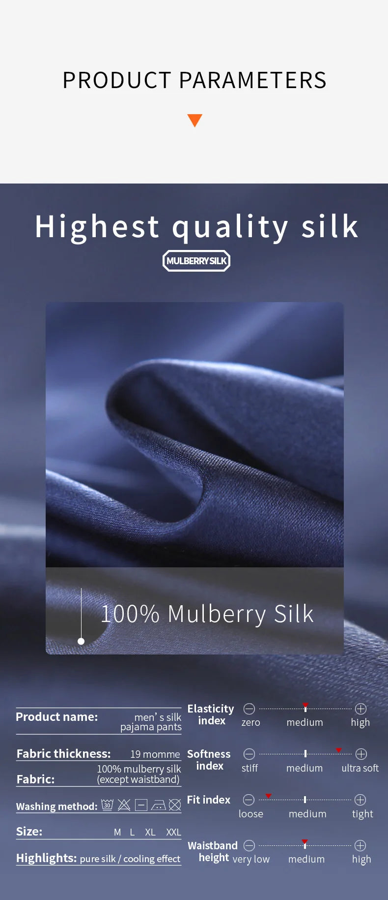 52025 Luxury Men’s Silk Pants – Premium 100% Mulberry Silk Lounge and Pajama Sleepwear Trousers, Luxurious Comfort and Style
