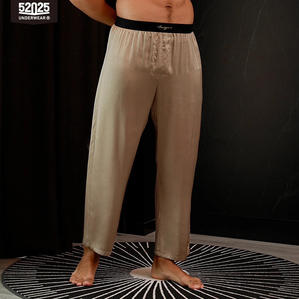 52025 Luxury Men’s Silk Pants – Premium 100% Mulberry Silk Lounge and Pajama Sleepwear Trousers, Luxurious Comfort and Style