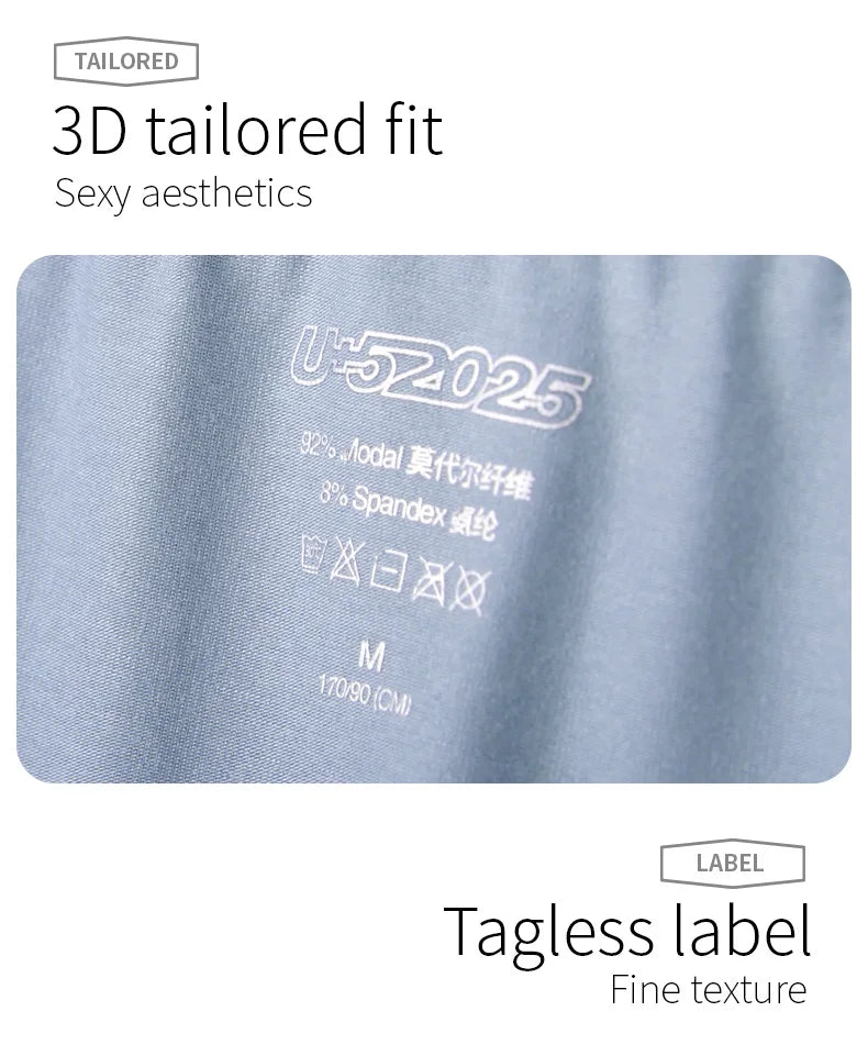 52025 Luxury Modal Boxer Briefs – 8" Inseam, Ultra-Soft & Seamless. Breathable, Long Men's Boxers for Comfort & Sexy Style
