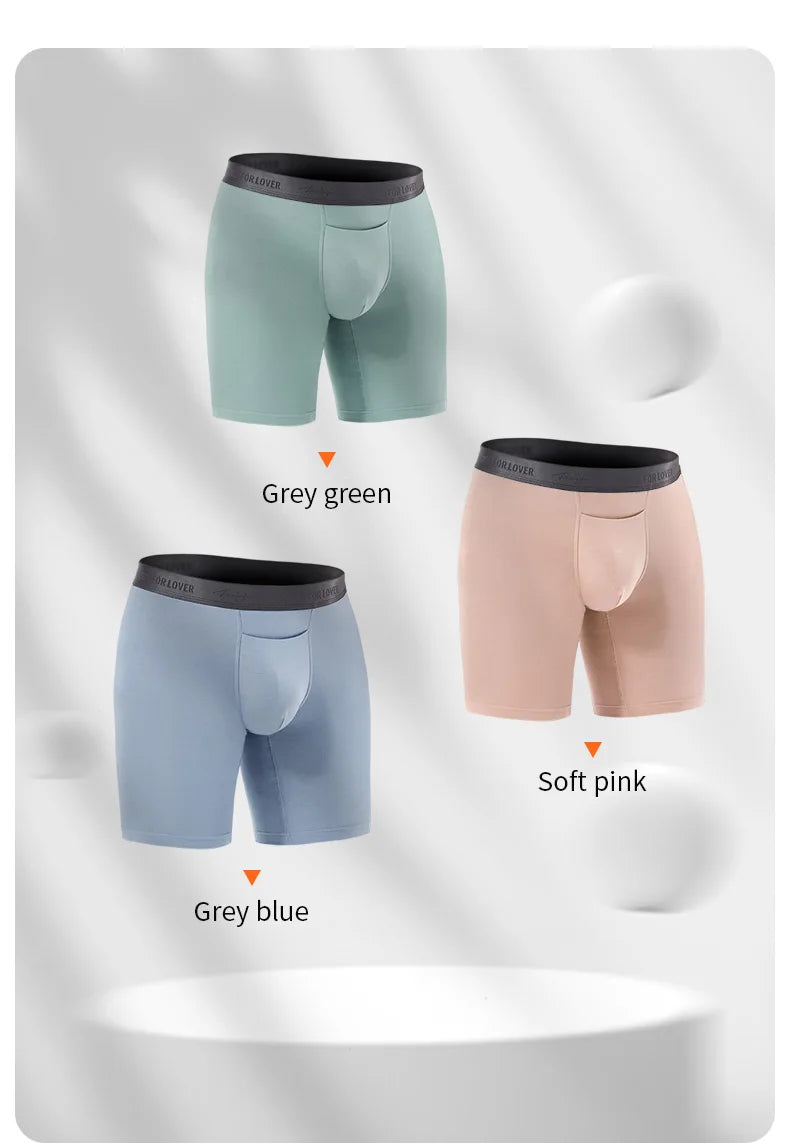 52025 Luxury Modal Boxer Briefs – 8" Inseam, Ultra-Soft & Seamless. Breathable, Long Men's Boxers for Comfort & Sexy Style