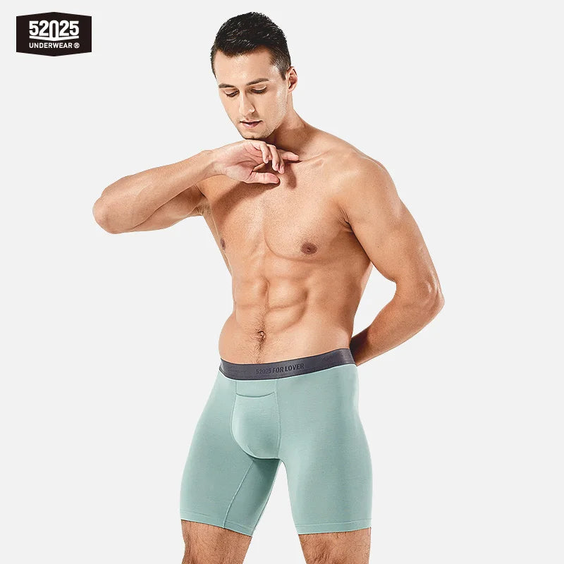 52025 Luxury Modal Boxer Briefs – 8" Inseam, Ultra-Soft & Seamless. Breathable, Long Men's Boxers for Comfort & Sexy Style