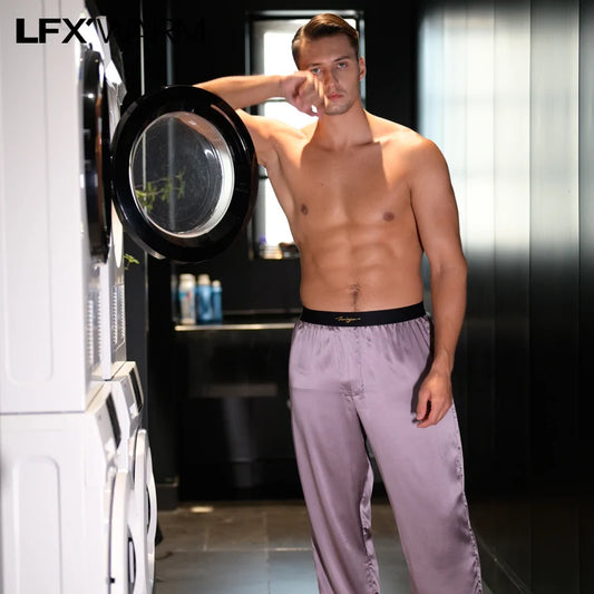 52025 Luxury Men’s Silk Pants – Premium 100% Mulberry Silk Lounge and Pajama Sleepwear Trousers, Luxurious Comfort and Style