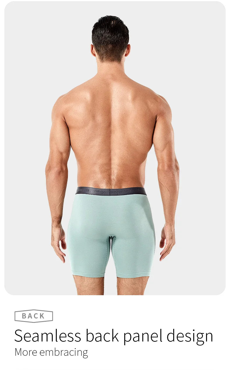 52025 Luxury Modal Boxer Briefs – 8" Inseam, Ultra-Soft & Seamless. Breathable, Long Men's Boxers for Comfort & Sexy Style
