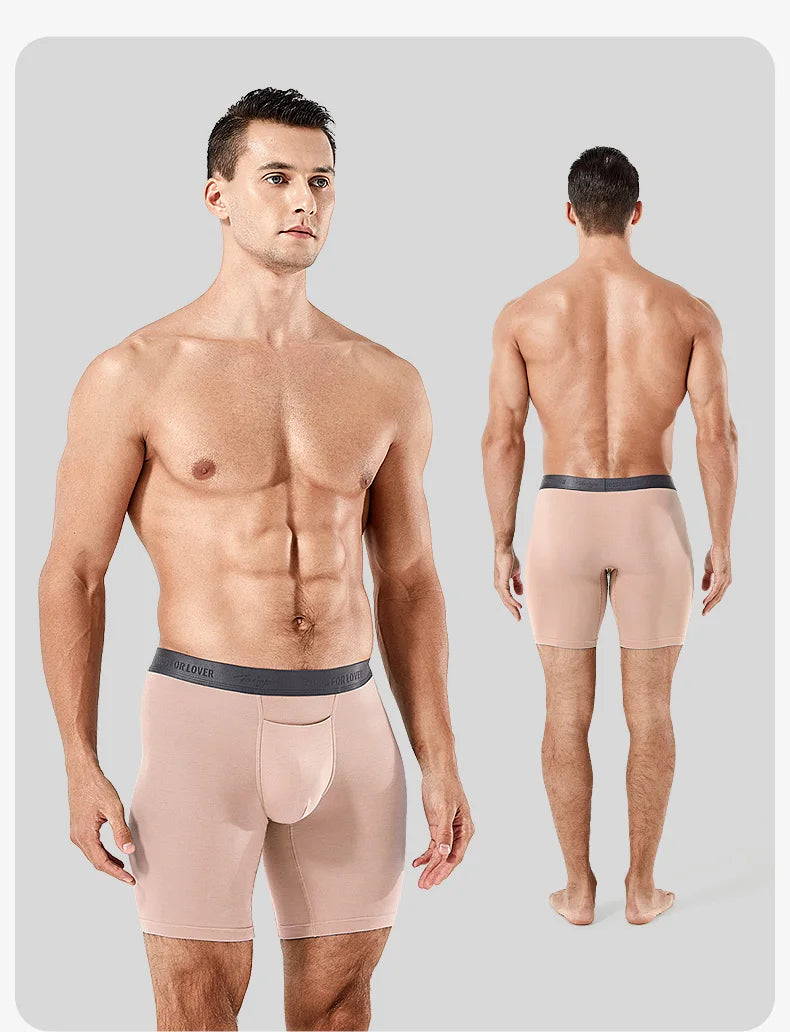 52025 Luxury Modal Boxer Briefs – 8" Inseam, Ultra-Soft & Seamless. Breathable, Long Men's Boxers for Comfort & Sexy Style