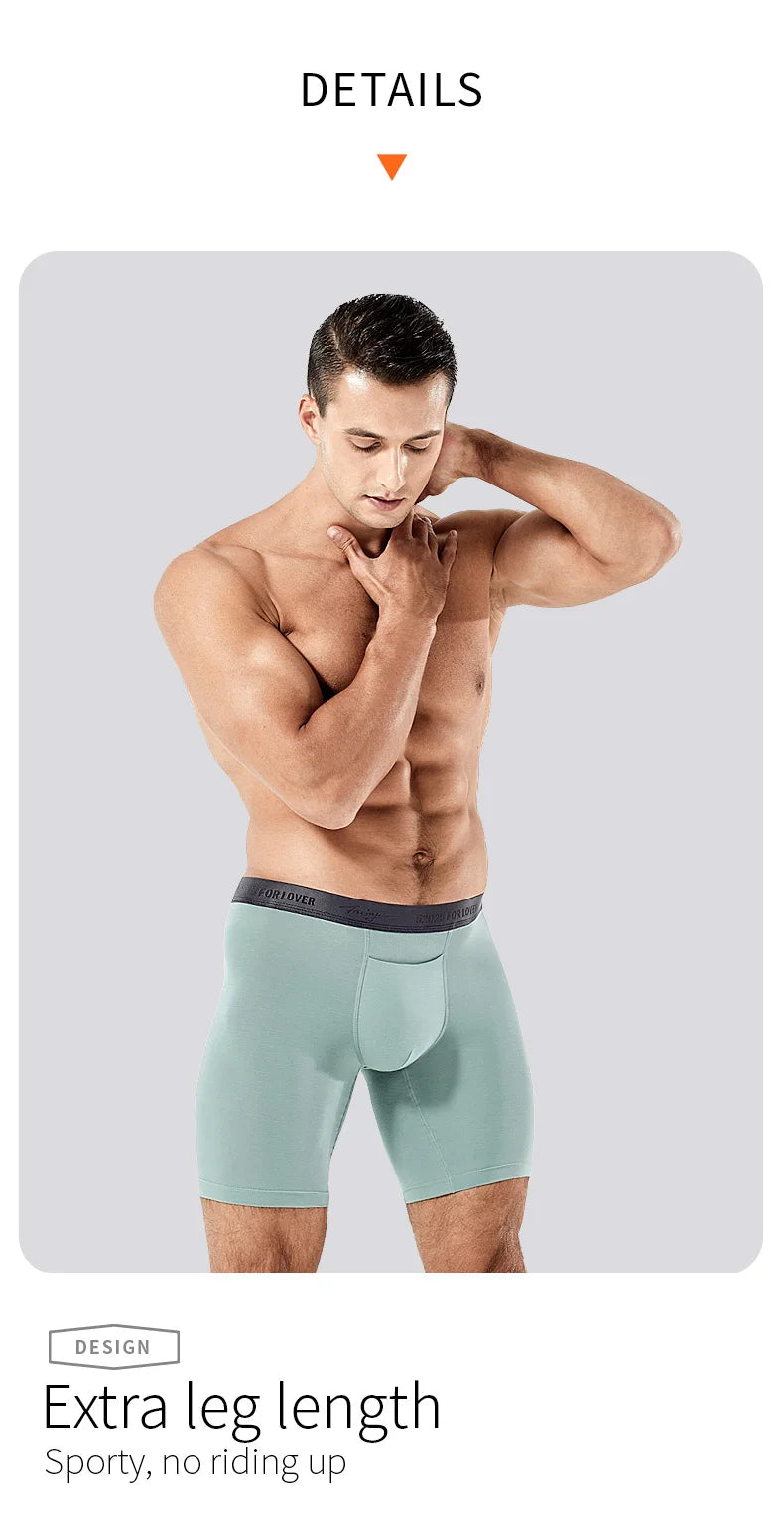 52025 Luxury Modal Boxer Briefs – 8" Inseam, Ultra-Soft & Seamless. Breathable, Long Men's Boxers for Comfort & Sexy Style