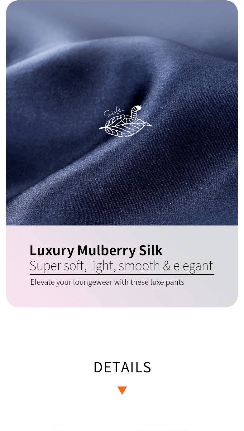 52025 Luxury Men’s Silk Pants – Premium 100% Mulberry Silk Lounge and Pajama Sleepwear Trousers, Luxurious Comfort and Style