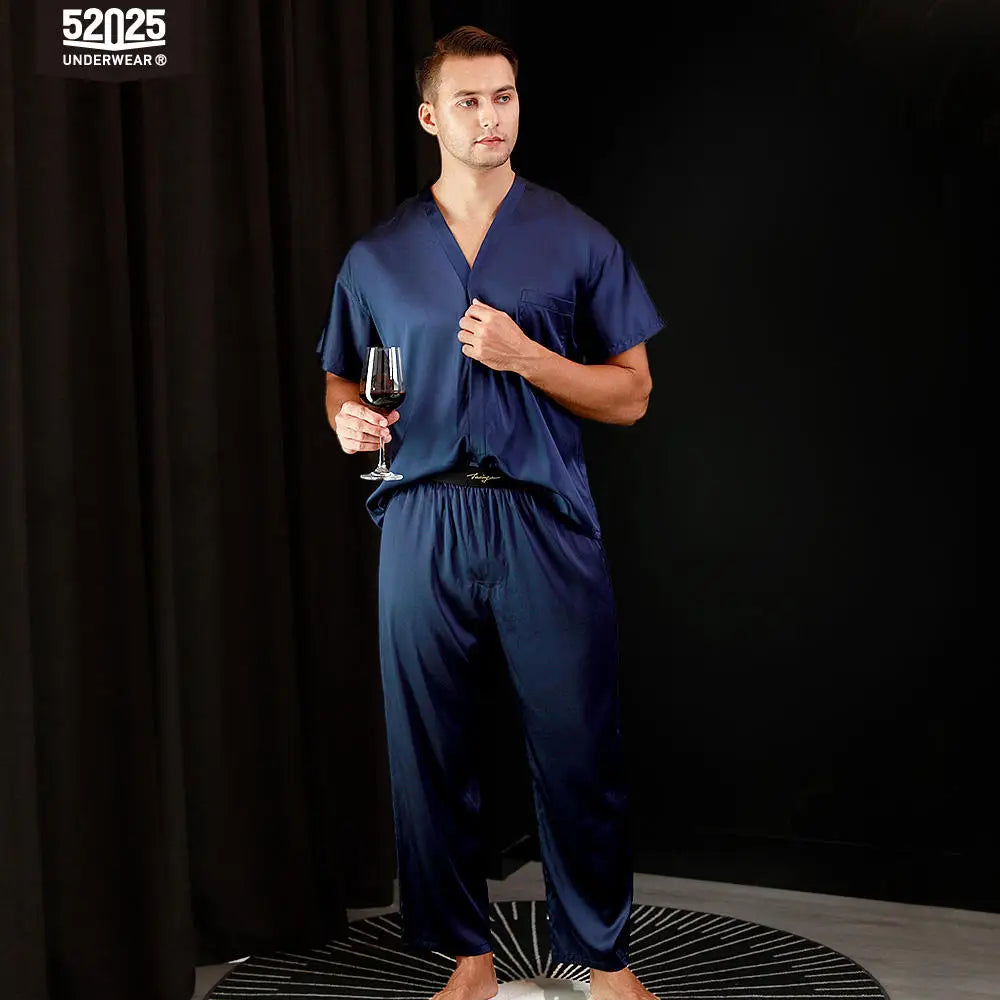 52025 Luxury Men’s Silk Pants – Premium 100% Mulberry Silk Lounge and Pajama Sleepwear Trousers, Luxurious Comfort and Style