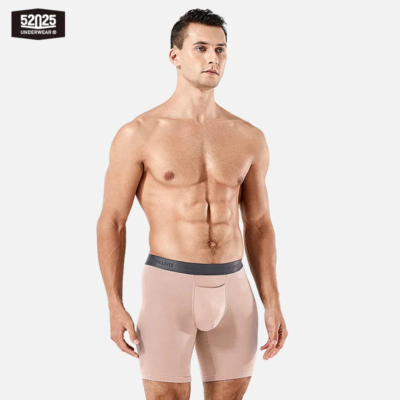 52025 Luxury Modal Boxer Briefs – 8" Inseam, Ultra-Soft & Seamless. Breathable, Long Men's Boxers for Comfort & Sexy Style