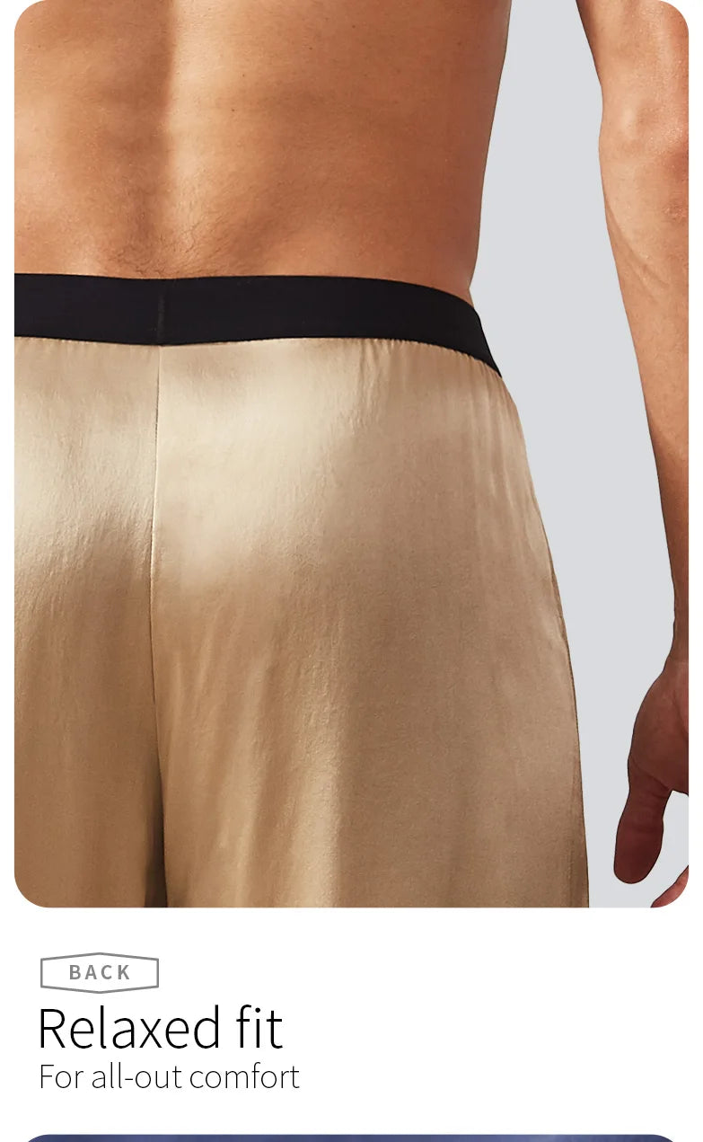 52025 Luxury Men’s Silk Pants – Premium 100% Mulberry Silk Lounge and Pajama Sleepwear Trousers, Luxurious Comfort and Style