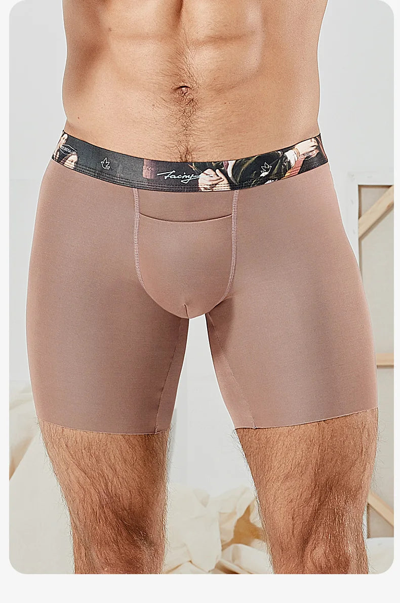 52025 Luxury Ultra-Soft Two-Color Boxer Briefs – 8" Inseam, Breathable Modal, Premium Comfort Long All-Day Wear Boxer Briefs