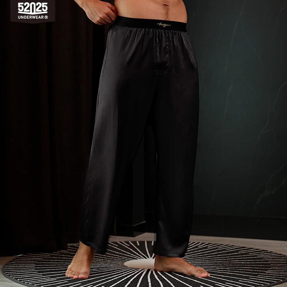 52025 Luxury Men’s Silk Pants – Premium 100% Mulberry Silk Lounge and Pajama Sleepwear Trousers, Luxurious Comfort and Style