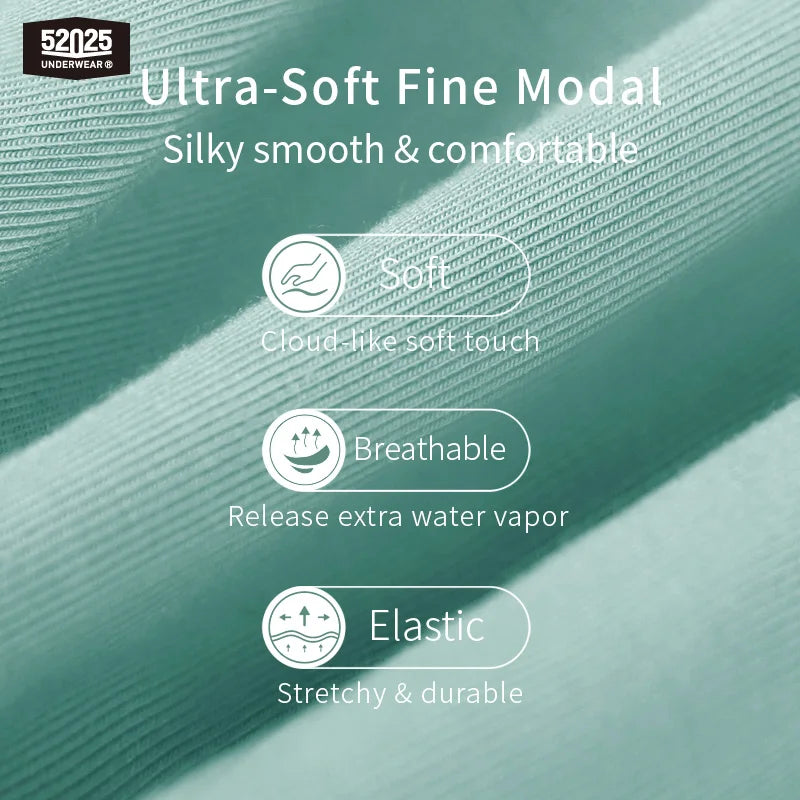 52025 Luxury Modal Boxer Briefs – 8" Inseam, Ultra-Soft & Seamless. Breathable, Long Men's Boxers for Comfort & Sexy Style