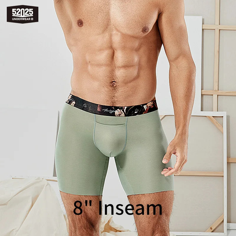 52025 Luxury Ultra-Soft Two-Color Boxer Briefs – 8" Inseam, Breathable Modal, Premium Comfort Long All-Day Wear Boxer Briefs