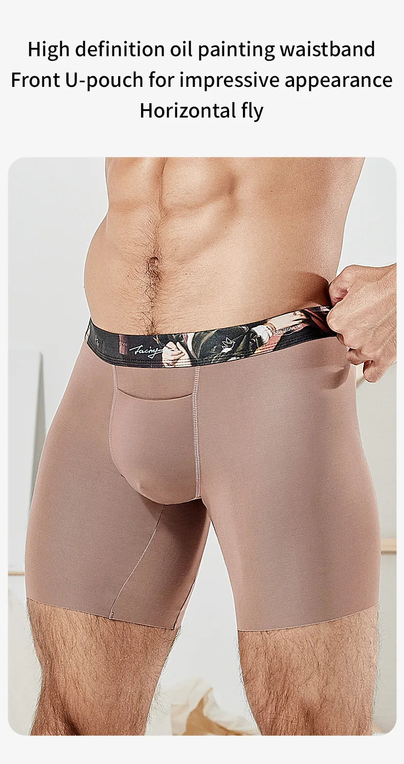 52025 Luxury Ultra-Soft Two-Color Boxer Briefs – 8" Inseam, Breathable Modal, Premium Comfort Long All-Day Wear Boxer Briefs