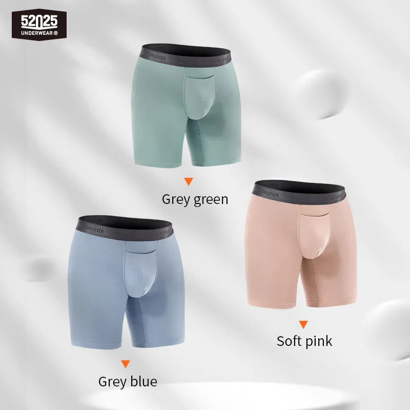 52025 Luxury Modal Boxer Briefs – 8" Inseam, Ultra-Soft & Seamless. Breathable, Long Men's Boxers for Comfort & Sexy Style