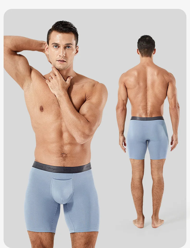 52025 Luxury Modal Boxer Briefs – 8" Inseam, Ultra-Soft & Seamless. Breathable, Long Men's Boxers for Comfort & Sexy Style