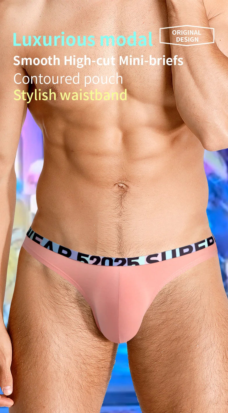 52025 Luxurious Modal High-Cut Briefs – Soft, Smooth Men’s Mini-Briefs, Sexy Contoured Pouch, Stylish Men’s Underwear