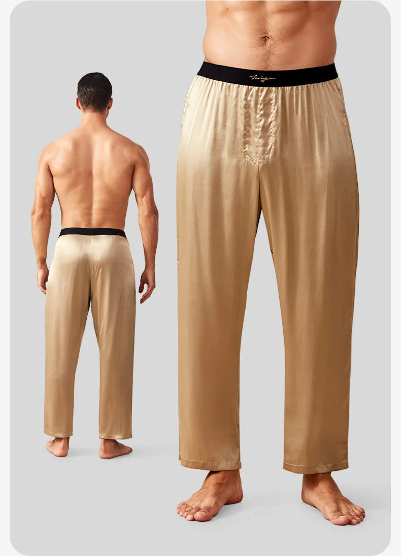 52025 Luxury Men’s Silk Pants – Premium 100% Mulberry Silk Lounge and Pajama Sleepwear Trousers, Luxurious Comfort and Style